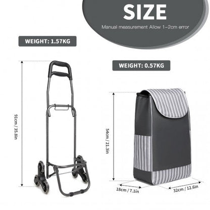 EQ2259 - Kono 6 Wheel Push Shopping Trolley - Grey - Easy Luggage