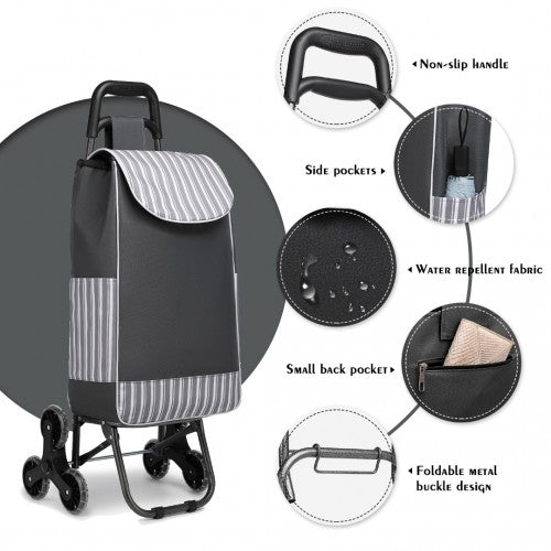 EQ2259 - Kono 6 Wheel Push Shopping Trolley - Grey - Easy Luggage