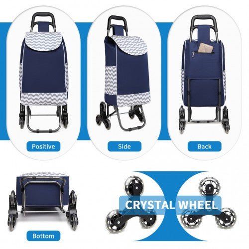 EQ2259 - Kono 6 Wheel Push Shopping Trolley - Navy - Easy Luggage