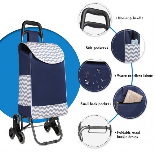 EQ2259 - Kono 6 Wheel Push Shopping Trolley - Navy - Easy Luggage