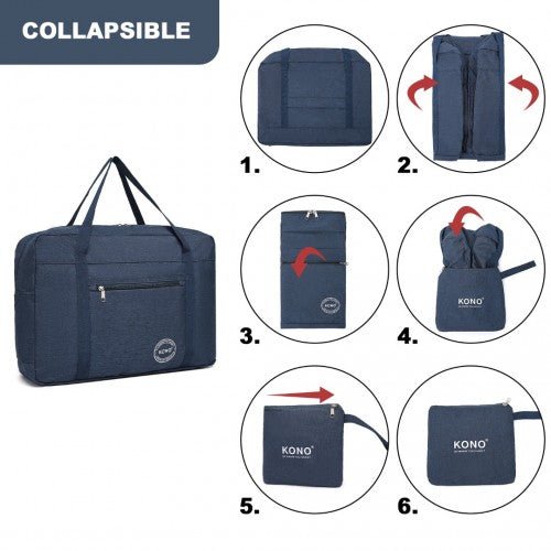 EQ2308 - Kono Foldable Waterproof Storage Cabin Travel Handbag - Navy - Easy Luggage