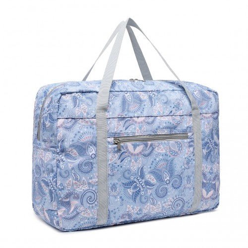 EQ2308P - Kono Foldable Waterproof Storage Cabin Travel Handbag Print - Light Blue - Easy Luggage