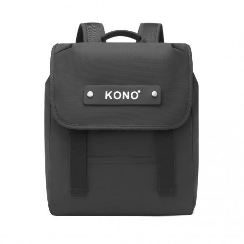 EQ2327 - Kono PVC Coated Water - resistant Streamlined And Innovative Flap Backpack - Black - Easy Luggage