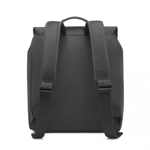 EQ2327 - Kono PVC Coated Water - resistant Streamlined And Innovative Flap Backpack - Black - Easy Luggage