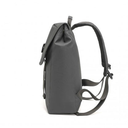 EQ2327 - Kono PVC Coated Water - resistant Streamlined And Innovative Flap Backpack - Grey - Easy Luggage