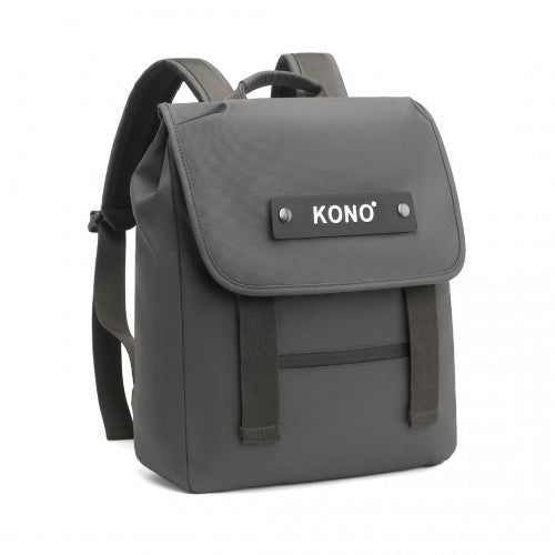 EQ2327 - Kono PVC Coated Water - resistant Streamlined And Innovative Flap Backpack - Grey - Easy Luggage