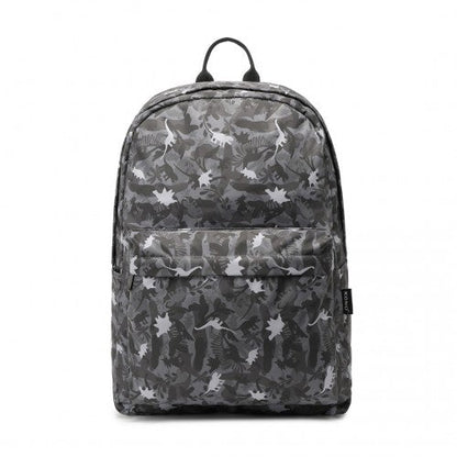 EQ2328 - Kono Dinosaur Patterned Leisure School Backpack - Grey - Easy Luggage
