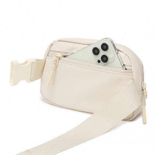 EQ2345 - Kono Sleek And Stylish Minimalist Classic Waterproof Waist Pack - Beige - Easy Luggage