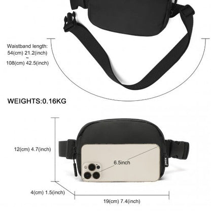 EQ2345 - Kono Sleek And Stylish Minimalist Classic Waterproof Waist Pack - Black - Easy Luggage