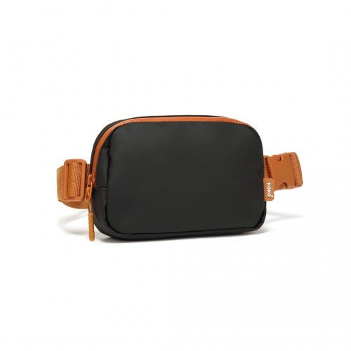 EQ2345 - Kono Sleek And Stylish Minimalist Classic Waterproof Waist Pack - Black And Brown - Easy Luggage