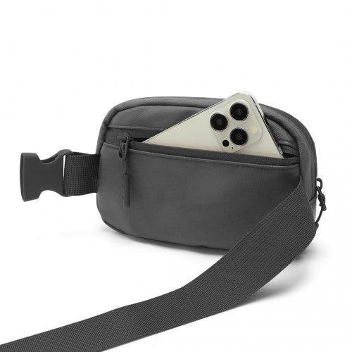 EQ2345 - Kono Sleek And Stylish Minimalist Classic Waterproof Waist Pack - Grey - Easy Luggage