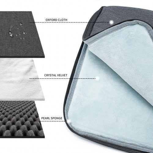 EQ2346L - Kono Streamline Water - Resistant Large Laptop Sleeve With Velvety Interior - Grey - Easy Luggage