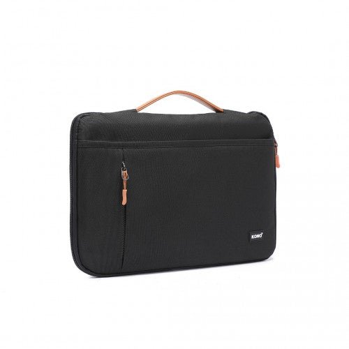 EQ2346M - Kono Streamline Water - Resistant Medium Laptop Sleeve With Velvety Interior - Black - Easy Luggage