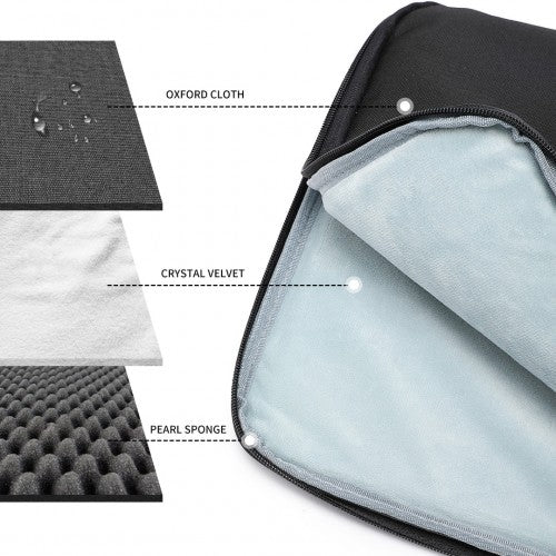 EQ2346M - Kono Streamline Water - Resistant Medium Laptop Sleeve With Velvety Interior - Black - Easy Luggage