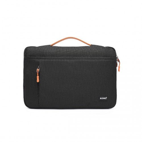 EQ2346M - Kono Streamline Water - Resistant Medium Laptop Sleeve With Velvety Interior - Black - Easy Luggage