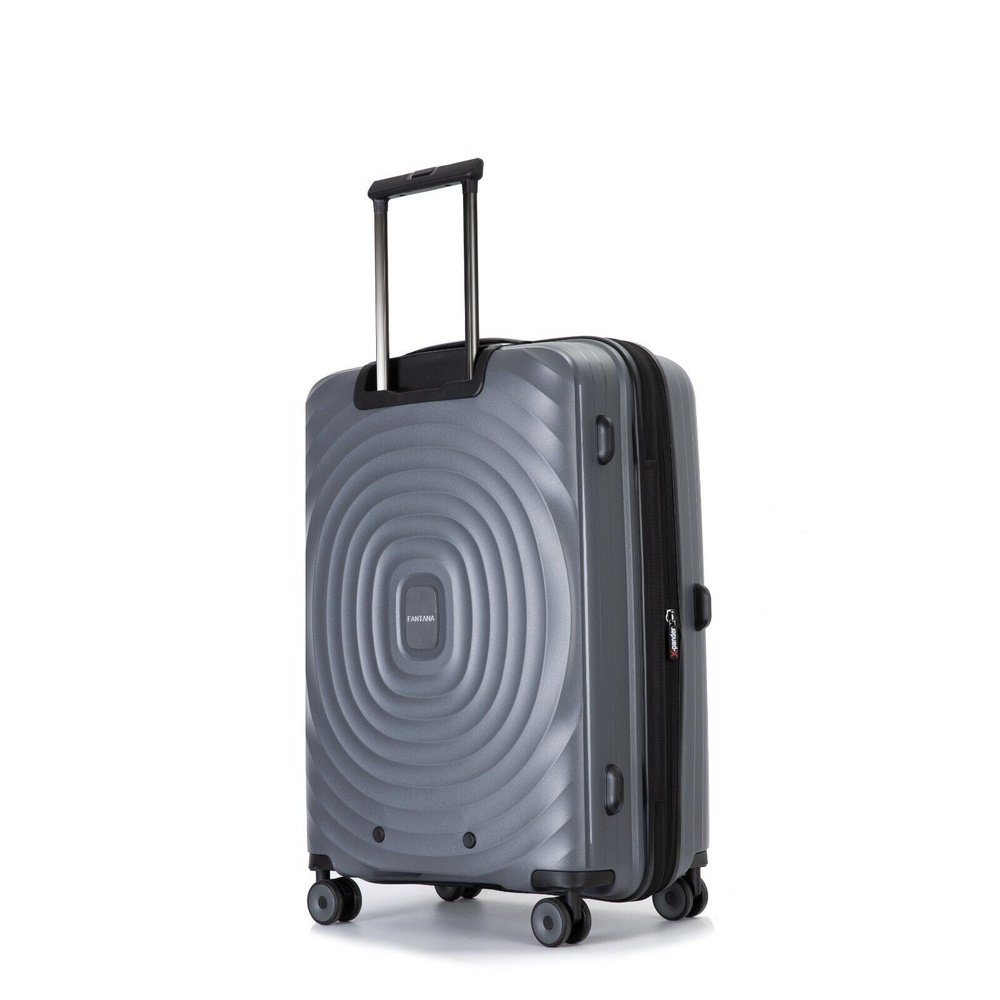 Fantana Hard Shell Polypropylene Suitcase 8 Wheels Travel Luggage Trolley Ultra Light Case Grey - Easy Luggage