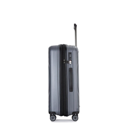 Fantana Hard Shell Polypropylene Suitcase 8 Wheels Travel Luggage Trolley Ultra Light Case Grey - Easy Luggage
