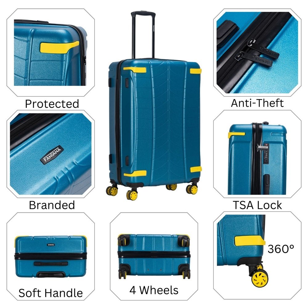 Fantana Polypropylene 4 Wheels Hard Shell Cabin, Ultra Light - Anti - Theft Zipper More Sizes Availaible Rose Gold - Easy Luggage