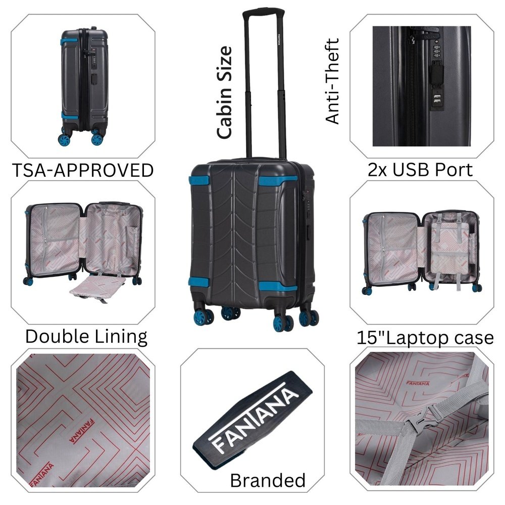 Fantana Polypropylene 4 Wheels Hard Shell Cabin, Ultra Light - Anti - Theft Zipper More Sizes Availaible Rose Gold - Easy Luggage