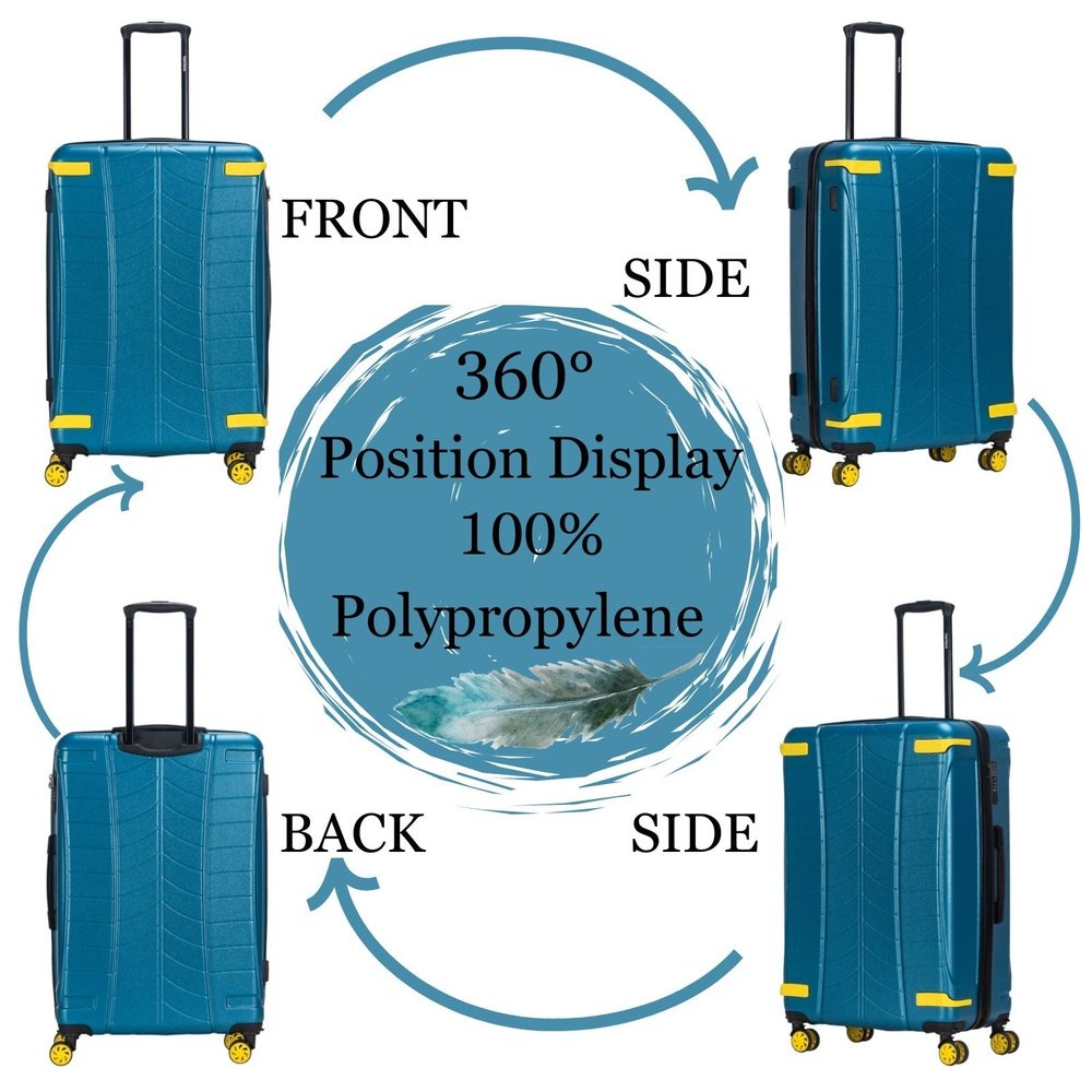 Fantana Polypropylene 4 Wheels Hard Shell Cabin, Ultra Light - Anti - Theft Zipper More Sizes Availaible Turquoise - Easy Luggage