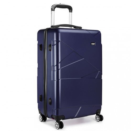 K1772 - 1L - Kono 20 Inch Bandage Effect Hard Shell Suitcase - Navy - Easy Luggage