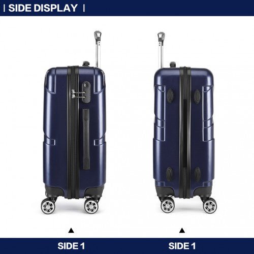 K1772 - 1L - Kono 20 Inch Bandage Effect Hard Shell Suitcase - Navy - Easy Luggage