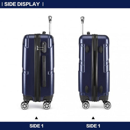 K1772 - 1L - Kono 20 Inch Bandage Effect Hard Shell Suitcase - Navy - Easy Luggage
