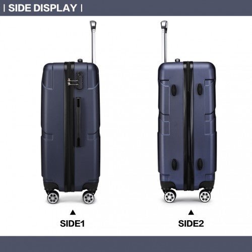 K1772 - 2L - Kono 24 Inch Bandage Effect Hard Shell Suitcase - Navy - Easy Luggage