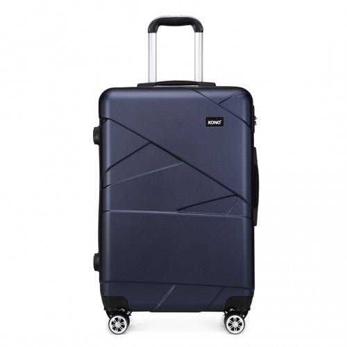 K1772 - 2L - Kono 24 Inch Bandage Effect Hard Shell Suitcase - Navy - Easy Luggage