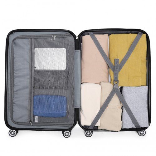 K1773 - 1L - Kono 19 Inch Cabin Size ABS Hard Shell Luggage with Vertical Stripes - Ideal for Carry - On - Beige - Easy Luggage