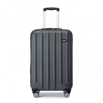 K1773 - 1L - Kono 19 Inch Cabin Size ABS Hard Shell Luggage with Vertical Stripes - Ideal for Carry - On - Grey - Easy Luggage