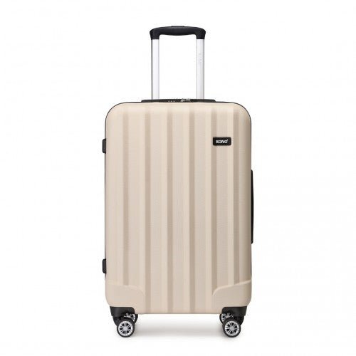 K1773 - 1L - Kono 24 Inch Striped ABS Hard Shell Luggage with 360 - Degree Spinner Wheels - Beige - Easy Luggage
