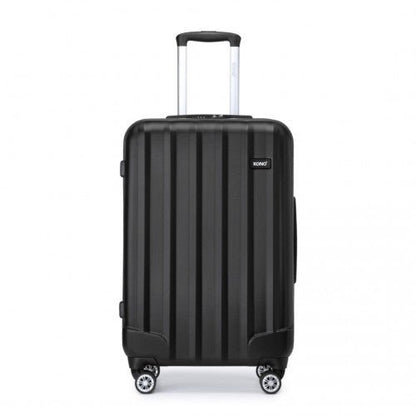 K1773 - 1L - Kono 24 Inch Striped ABS Hard Shell Luggage with 360 - Degree Spinner Wheels - Black - Easy Luggage