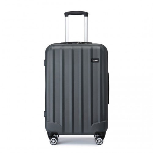 K1773 - 1L - Kono 24 Inch Striped ABS Hard Shell Luggage with 360 - Degree Spinner Wheels - Grey - Easy Luggage