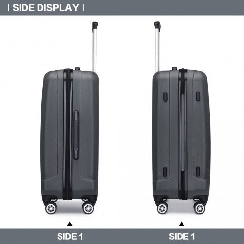 K1773 - 1L - Kono 28 Inch Striped ABS Hard Shell Luggage with 360 - Degree Spinner Wheels - Grey - Easy Luggage