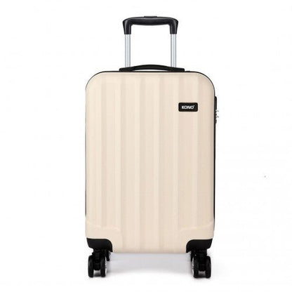 K1773L - Kono Vertical Stripe Hard Shell Suitcase 19 Inch Luggage - Beige - Easy Luggage