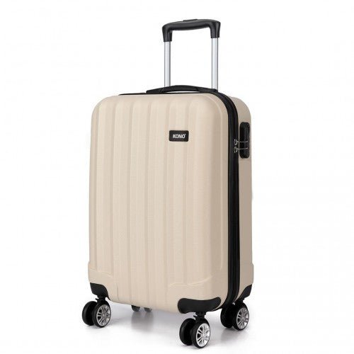 K1773L - Kono Vertical Stripe Hard Shell Suitcase 19 Inch Luggage - Beige - Easy Luggage