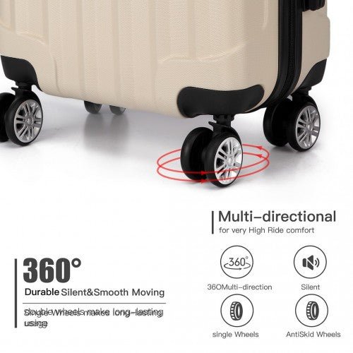 K1773L - Kono Vertical Stripe Hard Shell Suitcase 19 Inch Luggage - Beige - Easy Luggage