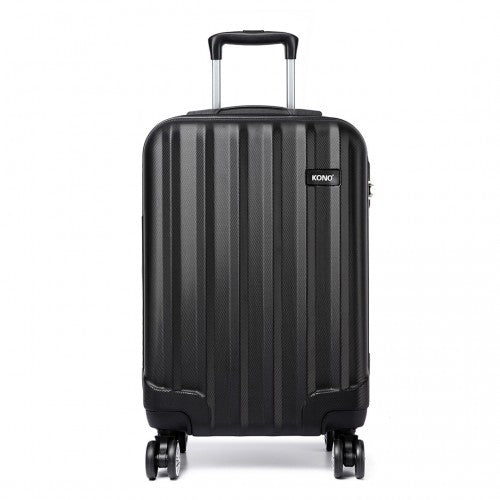 K1773L - Kono Vertical Stripe Hard Shell Suitcase 19 Inch Luggage - Black - Easy Luggage