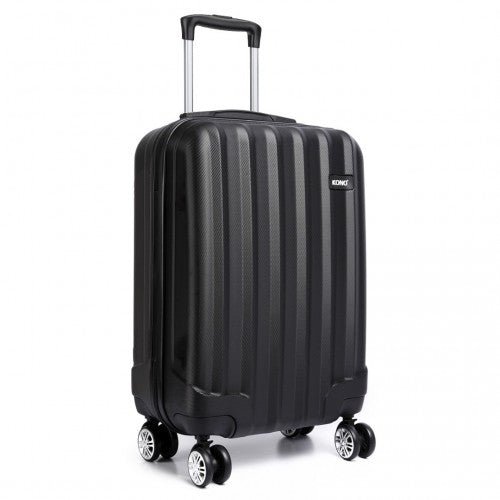 K1773L - Kono Vertical Stripe Hard Shell Suitcase 19 Inch Luggage - Black - Easy Luggage