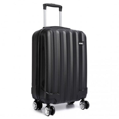 K1773L - Kono Vertical Stripe Hard Shell Suitcase 19 Inch Luggage - Black - Easy Luggage