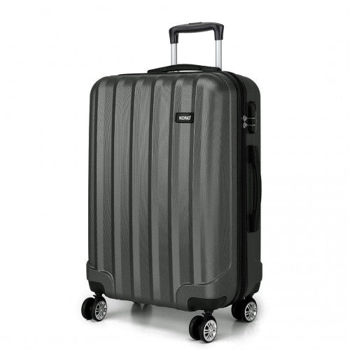 K1773L - Kono Vertical Stripe Hard Shell Suitcase 24 Inch Luggage - Grey - Easy Luggage