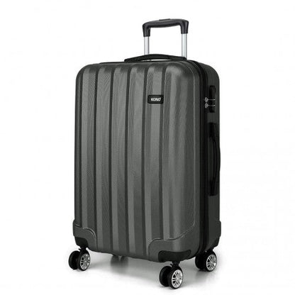 K1773L - Kono Vertical Stripe Hard Shell Suitcase 24 Inch Luggage - Grey - Easy Luggage