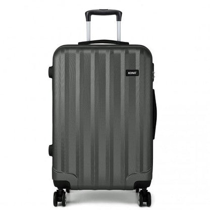 K1773L - Kono Vertical Stripe Hard Shell Suitcase 24 Inch Luggage - Grey - Easy Luggage