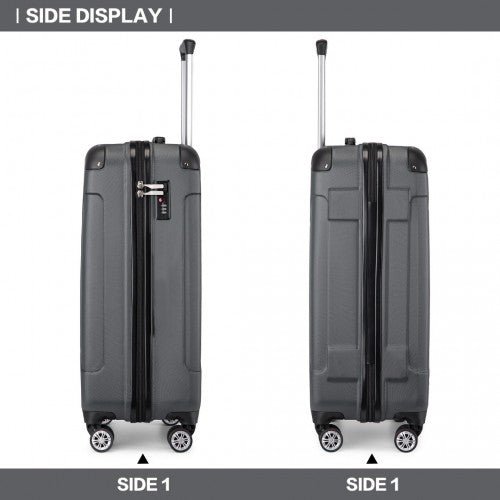 K1777 - 1L - Kono 19 Inch ABS Lightweight Compact Hard Shell Cabin Suitcase Travel Carry - On Luggage - Grey - Easy Luggage