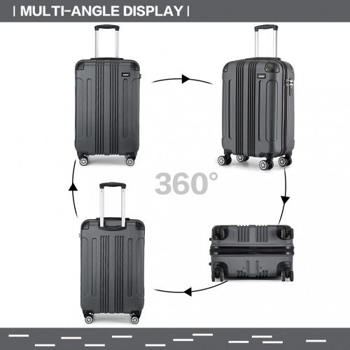 K1777 - 1L - Kono 19 Inch ABS Lightweight Compact Hard Shell Cabin Suitcase Travel Carry - On Luggage - Grey - Easy Luggage