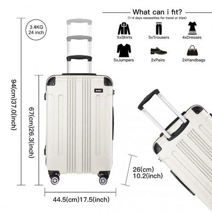 K1777 - 1L - Kono 19/24/28 Inch 3 Piece Set ABS Lightweight Compact Hard Shell Travel Luggage - Beige - Easy Luggage