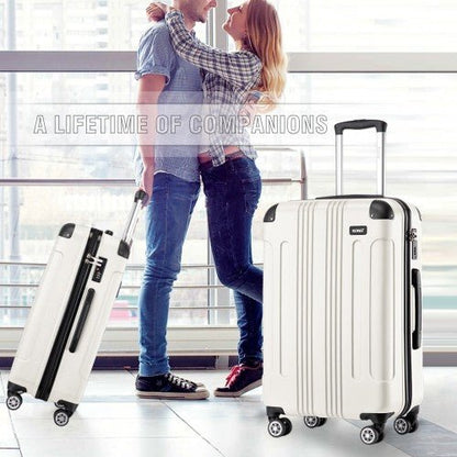 K1777 - 1L - Kono 19/24/28 Inch 3 Piece Set ABS Lightweight Compact Hard Shell Travel Luggage - Beige - Easy Luggage