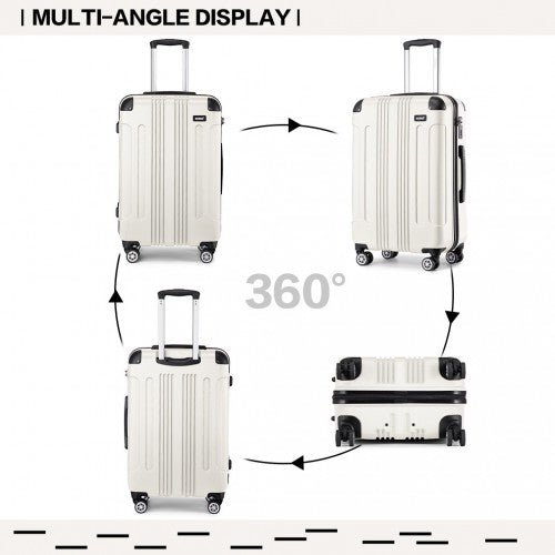 K1777 - 1L - Kono 19/24/28 Inch 3 Piece Set ABS Lightweight Compact Hard Shell Travel Luggage - Beige - Easy Luggage