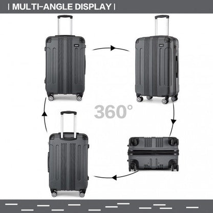 K1777 - 1L - Kono 19/24/28 Inch 3 Piece Set ABS Lightweight Compact Hard Shell Travel Luggage - Grey - Easy Luggage